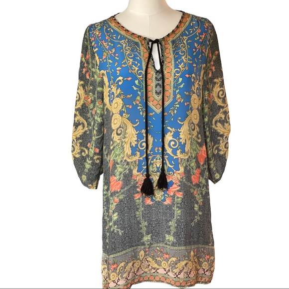 Tolani Tops - Tolani Boho Silk Tunic / Mini Dress Size M